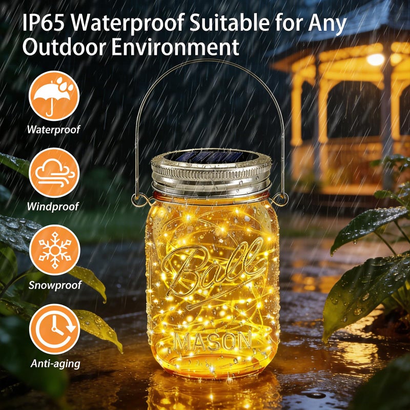 VOOKRY 6 Pack Solar Mason Jar Lights for Outside, 30 LED Solar Mason Jar Lids Fairy Lights with 6 Hangers(No Jars) Outdoor Waterproof for DIY Patio Garden Yard Lawn Party Wedding Decoration Warm White - Image 5